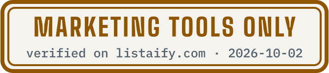 Marketing tools only, verified on listaify.com
