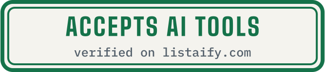 Accepts AI tools, verified on listaify.com