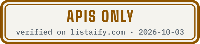 APIs only, verified on listaify.com