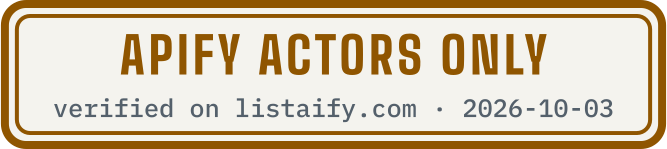 Apify Actors only, verified on listaify.com