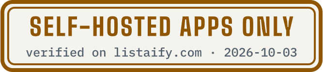 Self-hosted apps only, verified on listaify.com