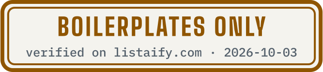 Boilerplates only, verified on listaify.com