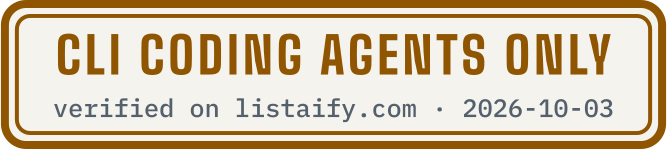 CLI coding agents only, verified on listaify.com