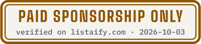 Paid sponsorship only, verified on listaify.com