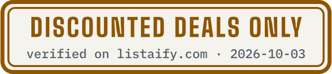 Discounted deals only, verified on listaify.com