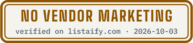 No vendor marketing, verified on listaify.com