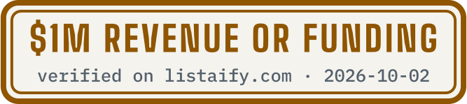 $1M revenue or funding, verified on listaify.com