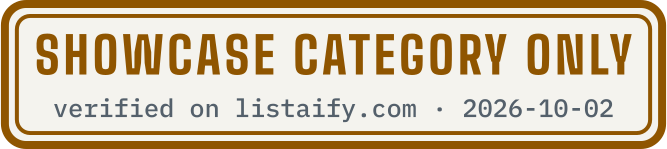 Showcase category only, verified on listaify.com
