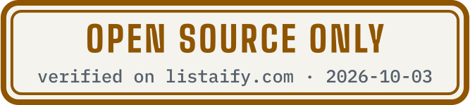 Open source only, verified on listaify.com