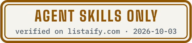 Agent skills only, verified on listaify.com
