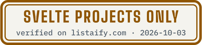 Svelte projects only, verified on listaify.com