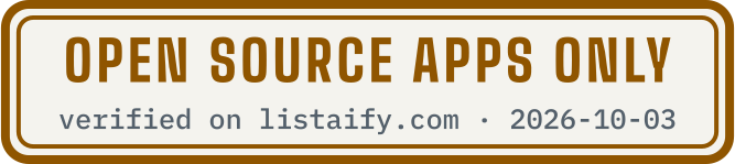 Open source apps only, verified on listaify.com
