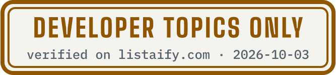 Developer topics only, verified on listaify.com
