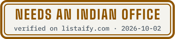 Needs an Indian office, verified on listaify.com