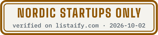 Nordic startups only, verified on listaify.com