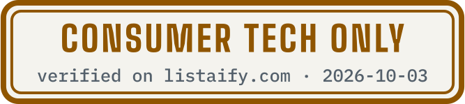 Consumer tech only, verified on listaify.com