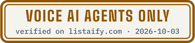 Voice AI agents only, verified on listaify.com