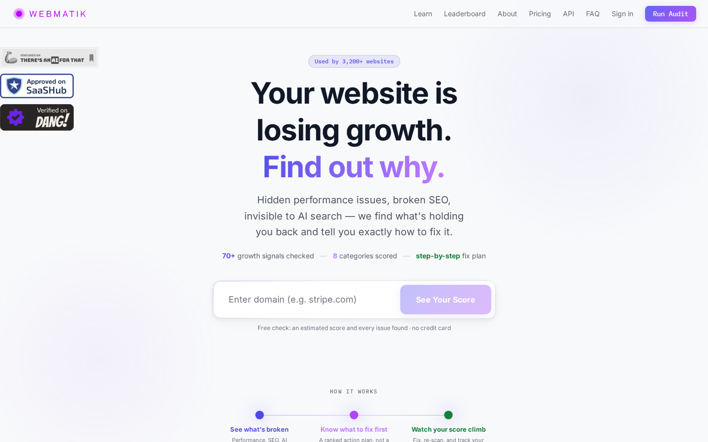 Webmatik: Home, desktop